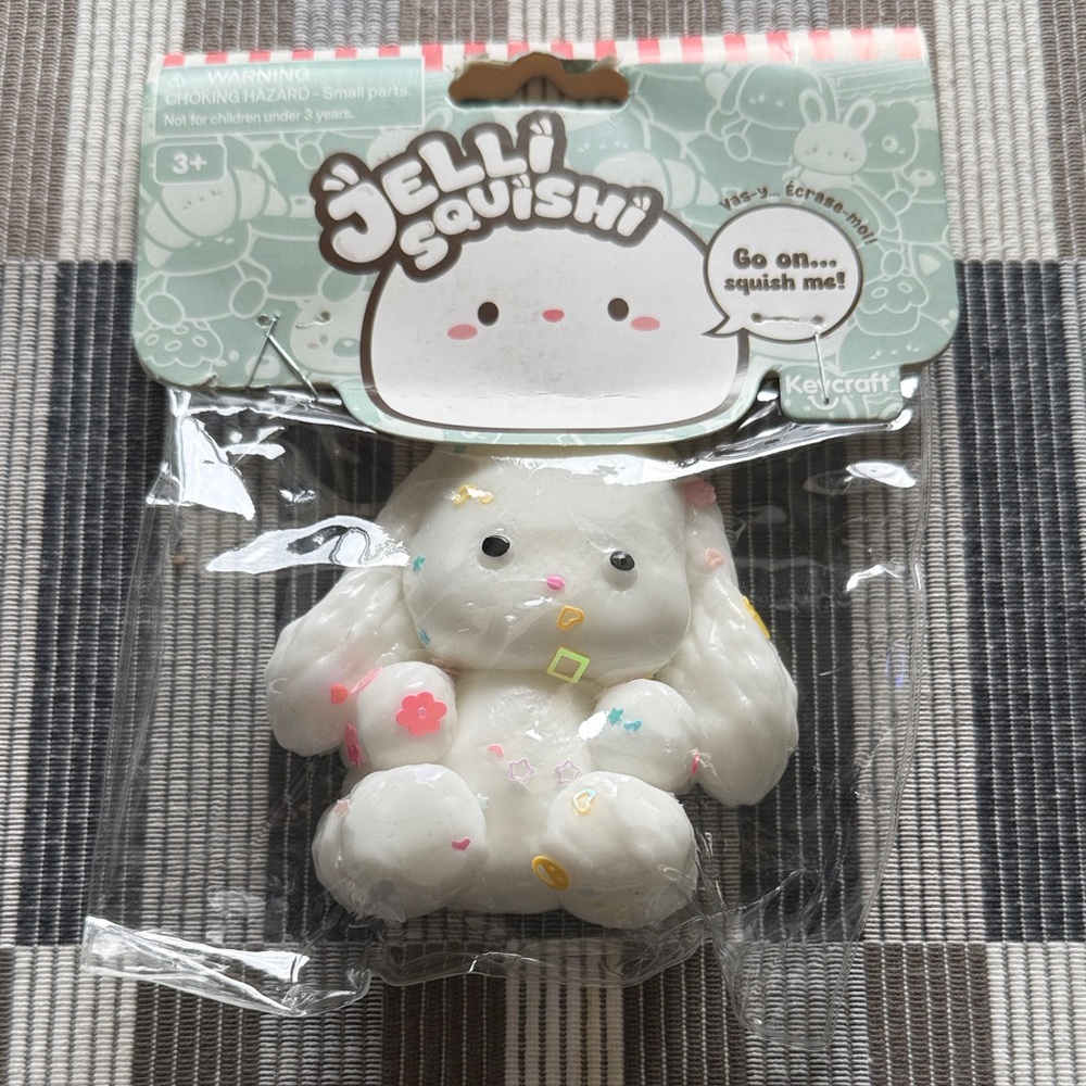 Craft Jelli Squishi White Plush Squishy with Colorful Confetti Shapes
